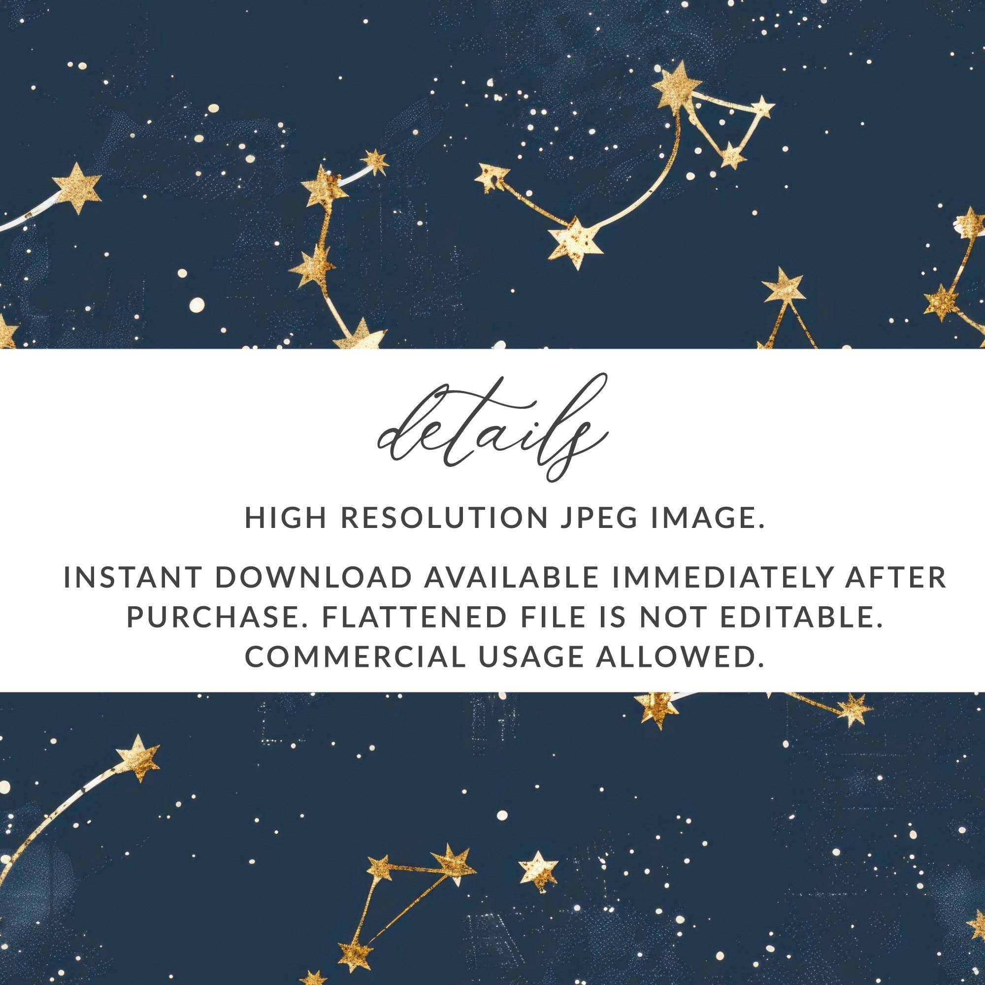 Gold Constellation Digital Paper, Navy Celestial Pattern, Stars Seamless Pattern, Galaxy Background Digital Product (133 characters) - Moore and Mountain