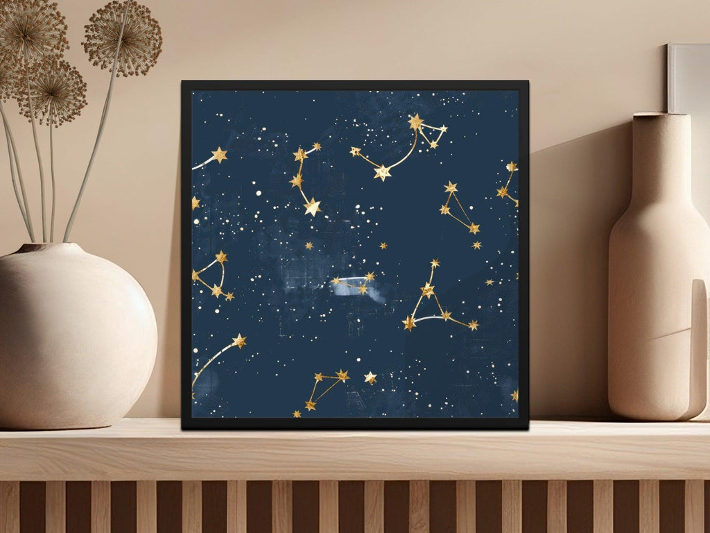 Gold Constellation Digital Paper, Navy Celestial Pattern, Stars Seamless Pattern, Galaxy Background Digital Product (133 characters) - Moore and Mountain