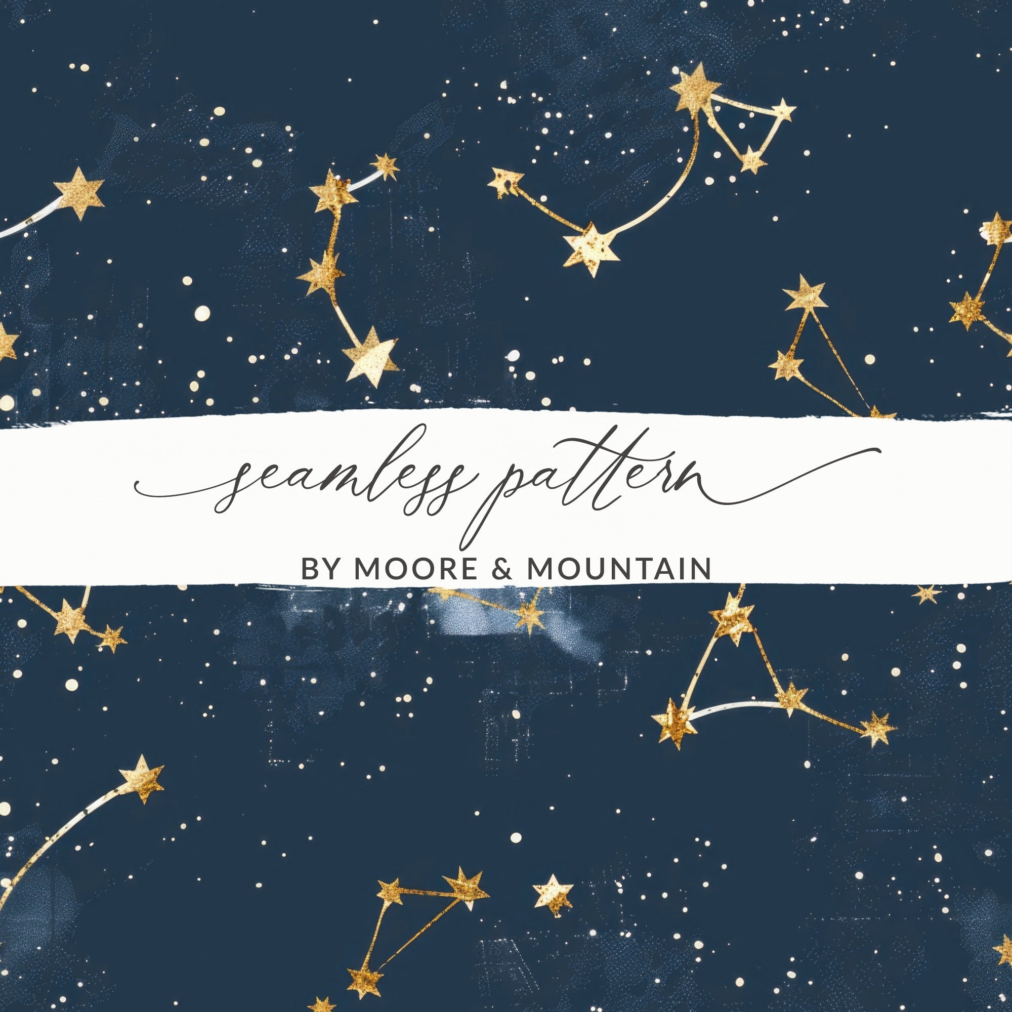 Gold Constellation Digital Paper, Navy Celestial Pattern, Stars Seamless Pattern, Galaxy Background Digital Product (133 characters) - Moore and Mountain