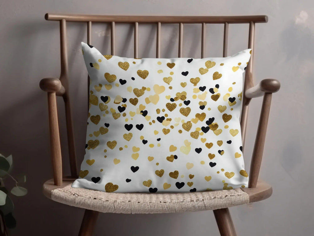 Gold Heart Digital Paper, Seamless Heart Pattern, Valentine's Day Background, Scrapbook Paper, Gold and Black Heart Digital Download - Moore and Mountain