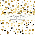 Gold Heart Digital Paper, Seamless Heart Pattern, Valentine's Day Background, Scrapbook Paper, Gold and Black Heart Digital Download - Moore and Mountain