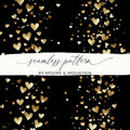 Gold Hearts Digital Paper, Seamless Valentine's Day Pattern, Black Background, Scrapbooking Paper, Fabric Design, Digital Download - Moore and Mountain
