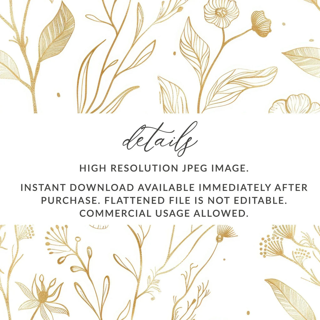 Golden Floral Seamless Pattern Digital Paper, Elegant Flowers, Gold Texture Design, 12x12 JPEG files, Printable Pattern, Digital Products - Moore and Mountain