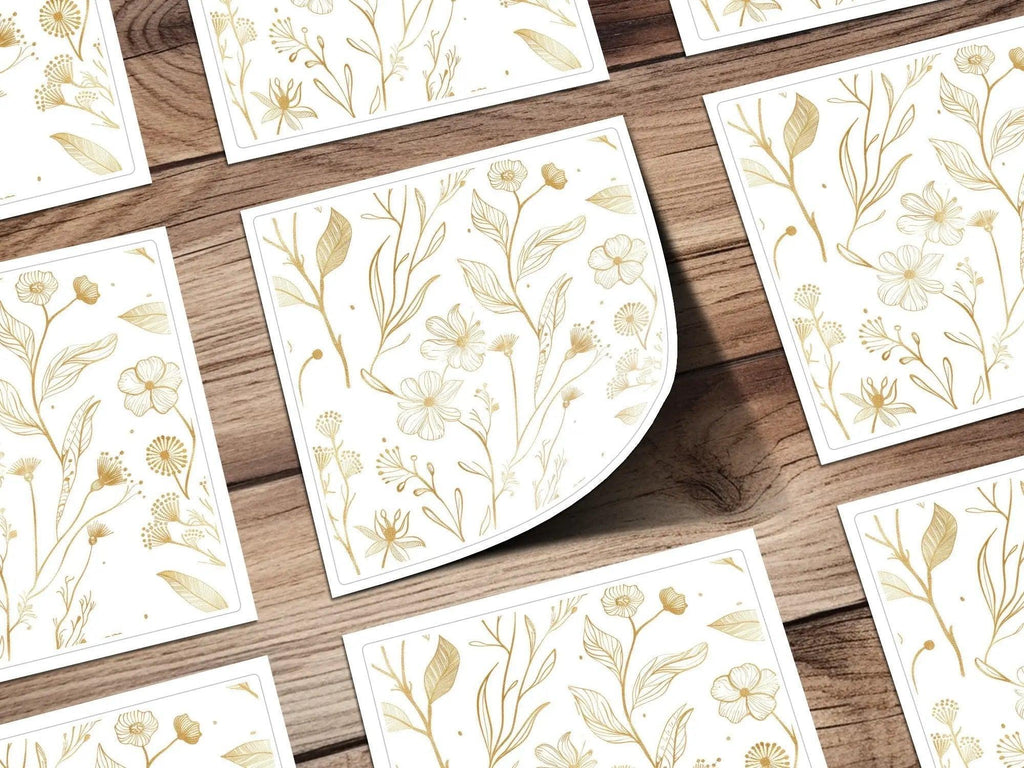 Golden Floral Seamless Pattern Digital Paper, Elegant Flowers, Gold Texture Design, 12x12 JPEG files, Printable Pattern, Digital Products - Moore and Mountain