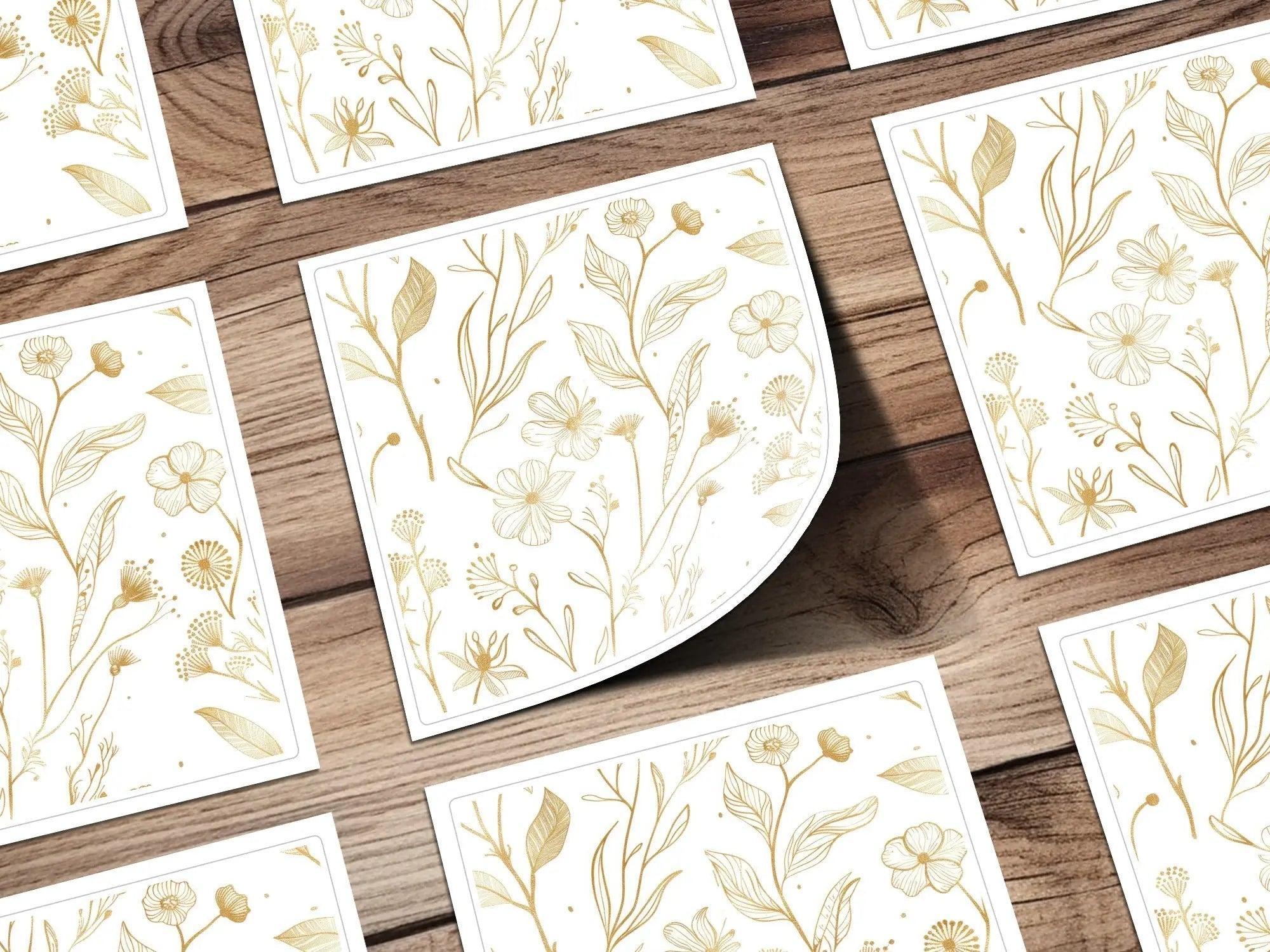 Golden Floral Seamless Pattern Digital Paper, Elegant Flowers, Gold Texture Design, 12x12 JPEG files, Printable Pattern, Digital Products - Moore and Mountain