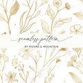 Golden Floral Seamless Pattern Digital Paper, Elegant Flowers, Gold Texture Design, 12x12 JPEG files, Printable Pattern, Digital Products - Moore and Mountain