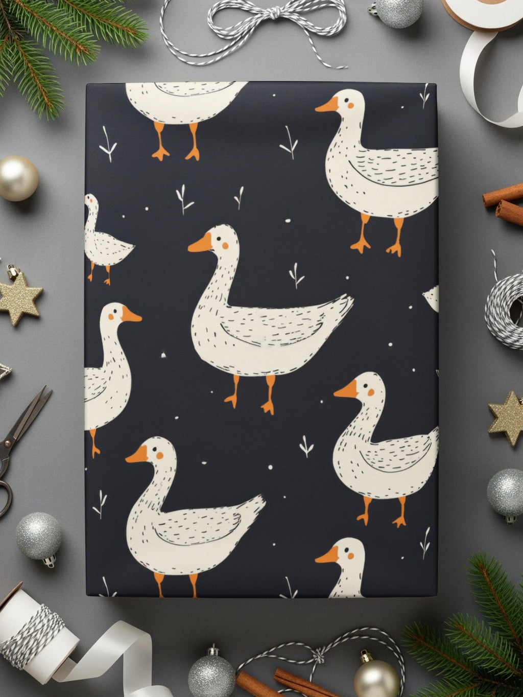 Goose Pattern Digital Paper, Cute Animal Print, Farmhouse Style Design, Seamless Surface Pattern, JPEG Files, for Fabric, Crafts - Moore and Mountain
