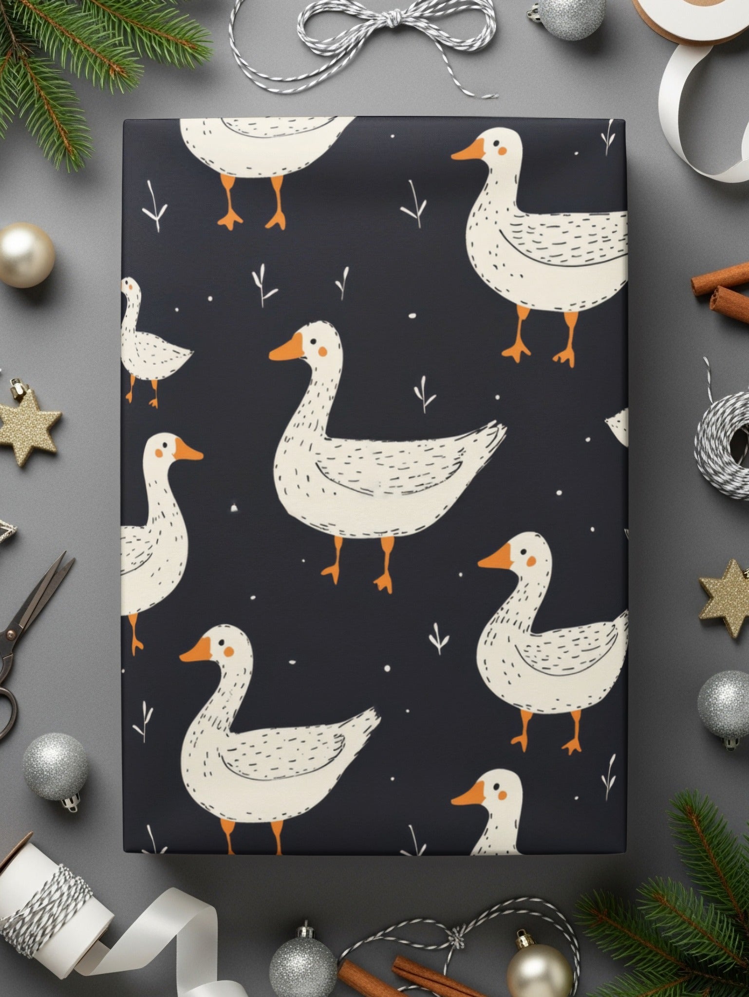Goose Pattern Digital Paper, Cute Animal Print, Farmhouse Style Design, Seamless Surface Pattern, JPEG Files, for Fabric, Crafts - Moore and Mountain