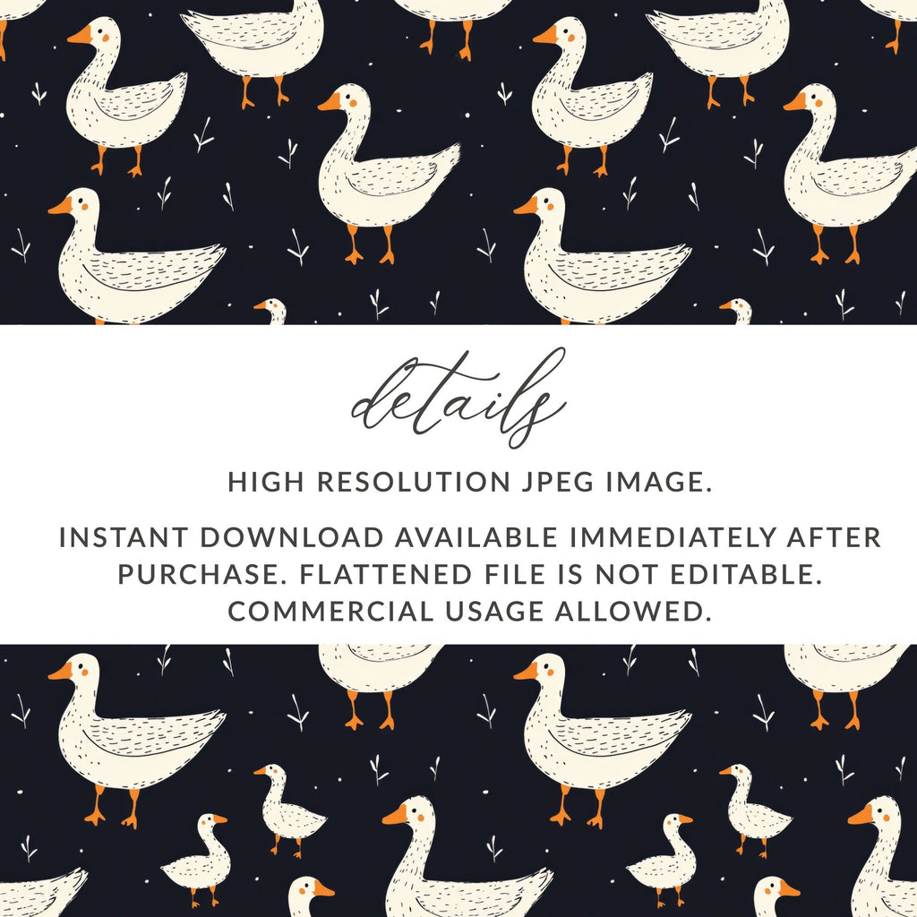 Goose Pattern Digital Paper, Cute Animal Print, Farmhouse Style Design, Seamless Surface Pattern, JPEG Files, for Fabric, Crafts - Moore and Mountain