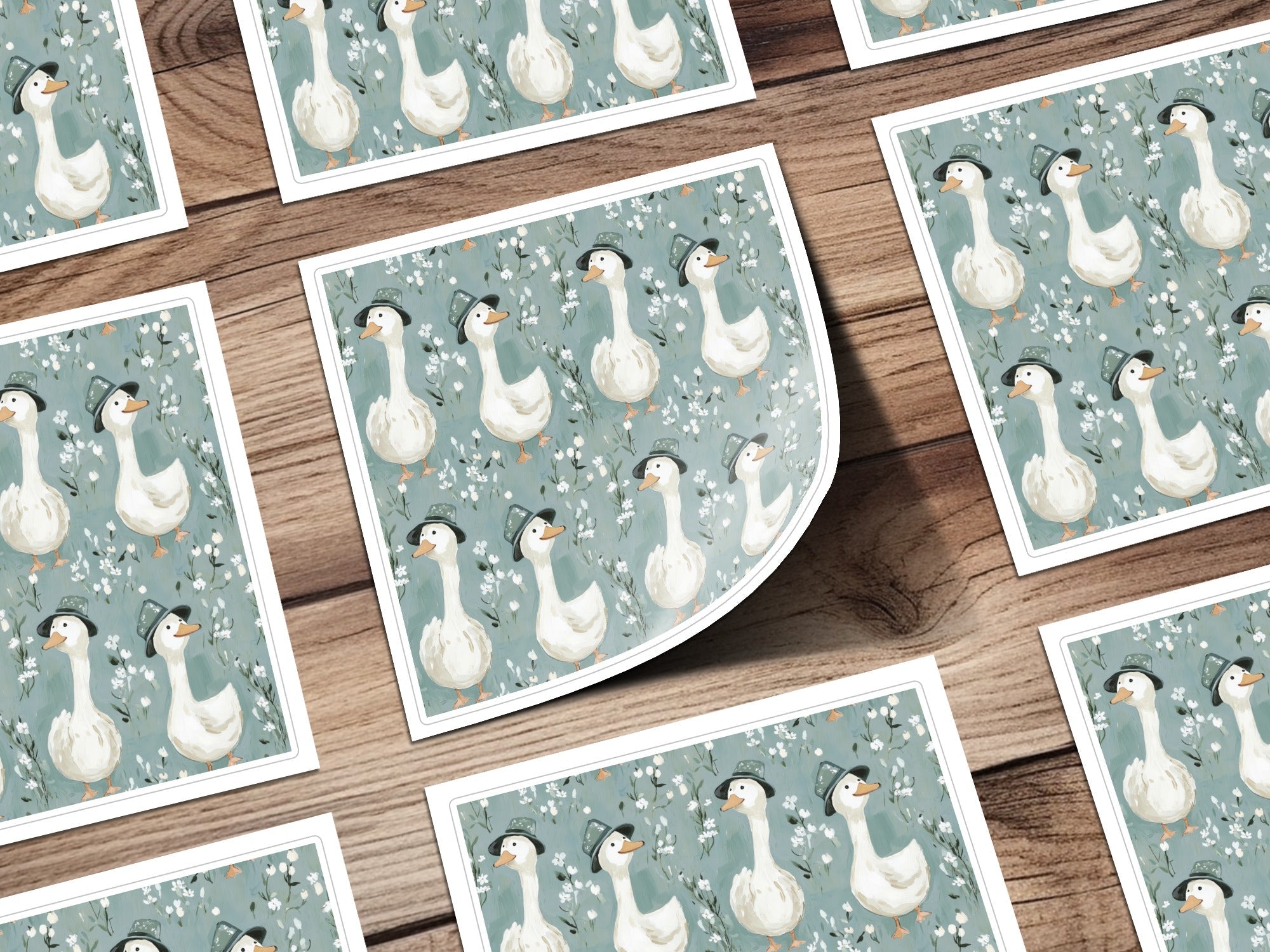 Goose Seamless Pattern Digital Download, Floral Duck Repeat, Kids Fabric Design, Nursery Decor, White Flower Pattern, JPEG Files - Moore and Mountain
