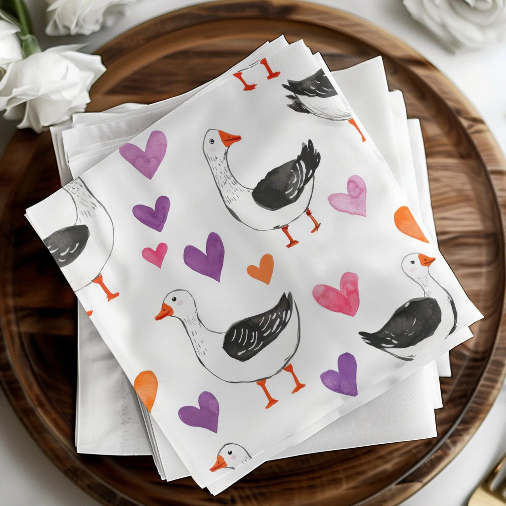 Goose and Hearts Seamless Pattern Digital, Valentines Day Digital Paper, Cute Animal Print, Printable Fabric Pattern, Digital File - Moore and Mountain