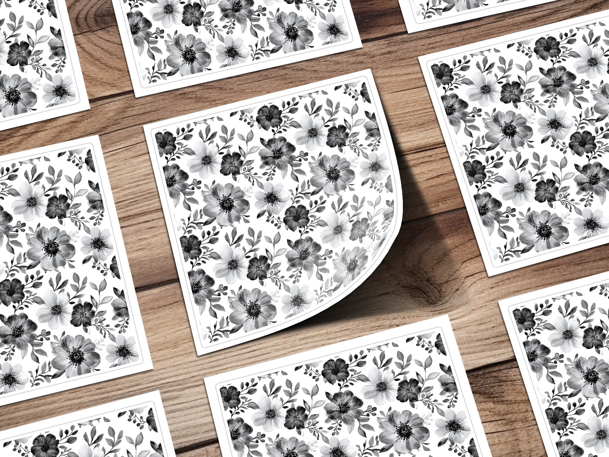 Gothic Black and White Dark Floral Pattern with Leaves and Berries Digital - Moore and Mountain