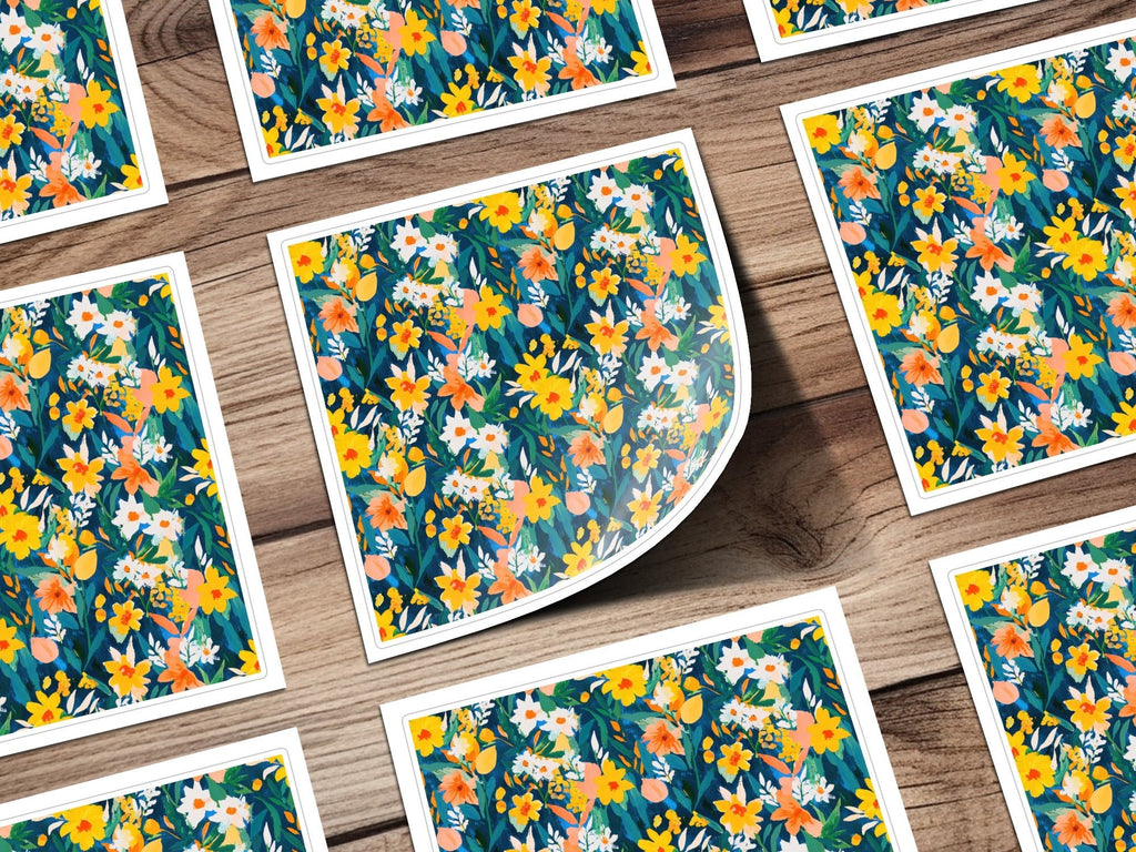 Gouache Seamless Abstract Floral on Dark Background Digital Pattern - Moore and Mountain