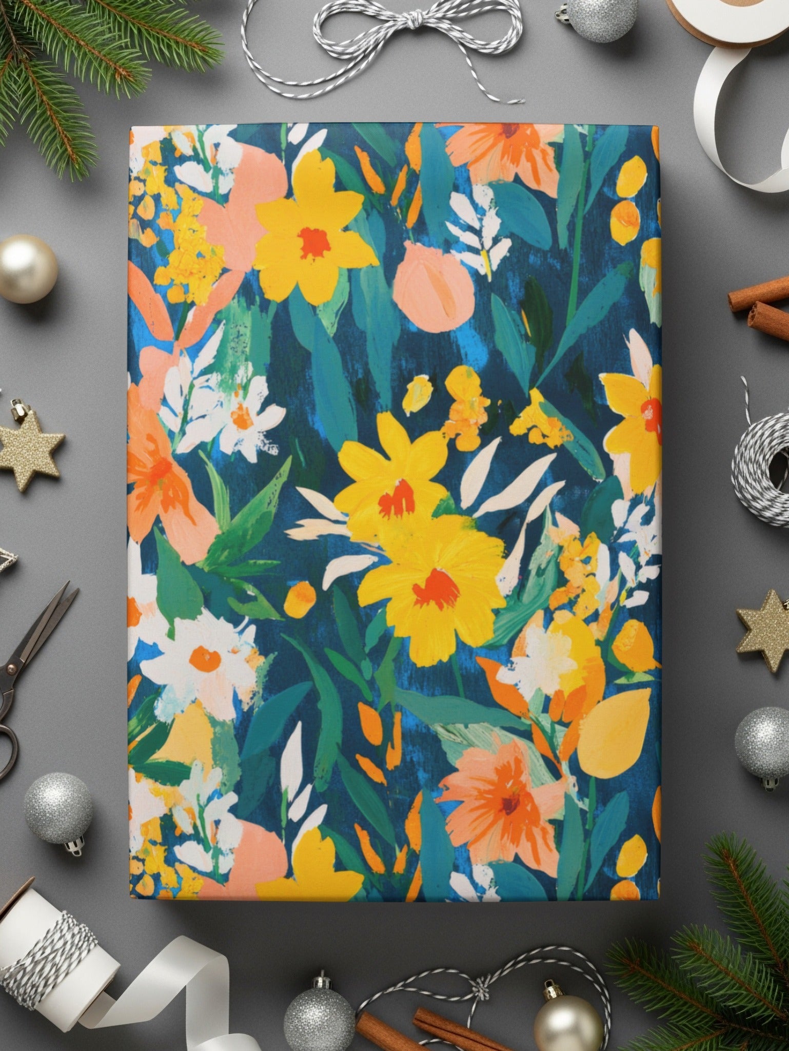 Gouache Seamless Abstract Floral on Dark Background Digital Pattern - Moore and Mountain