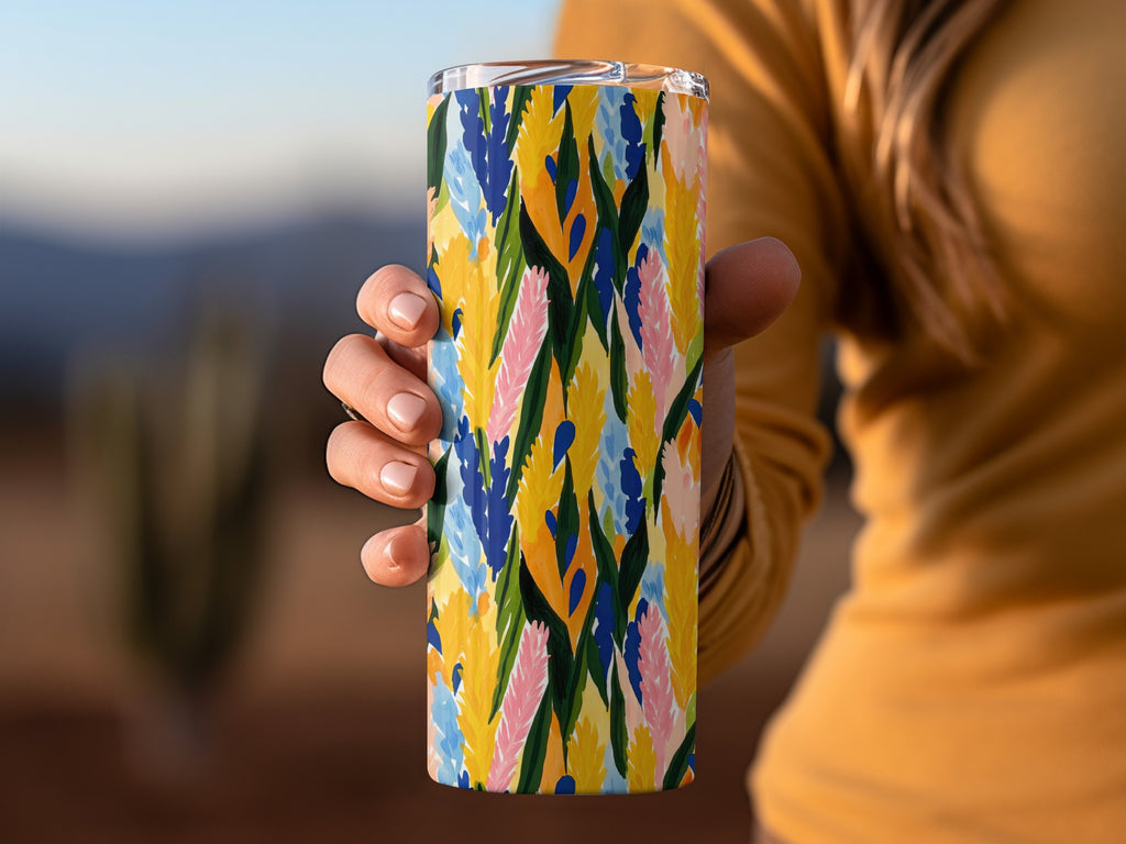 Colorful Hand-Painted Floral Design Insulated Tumbler