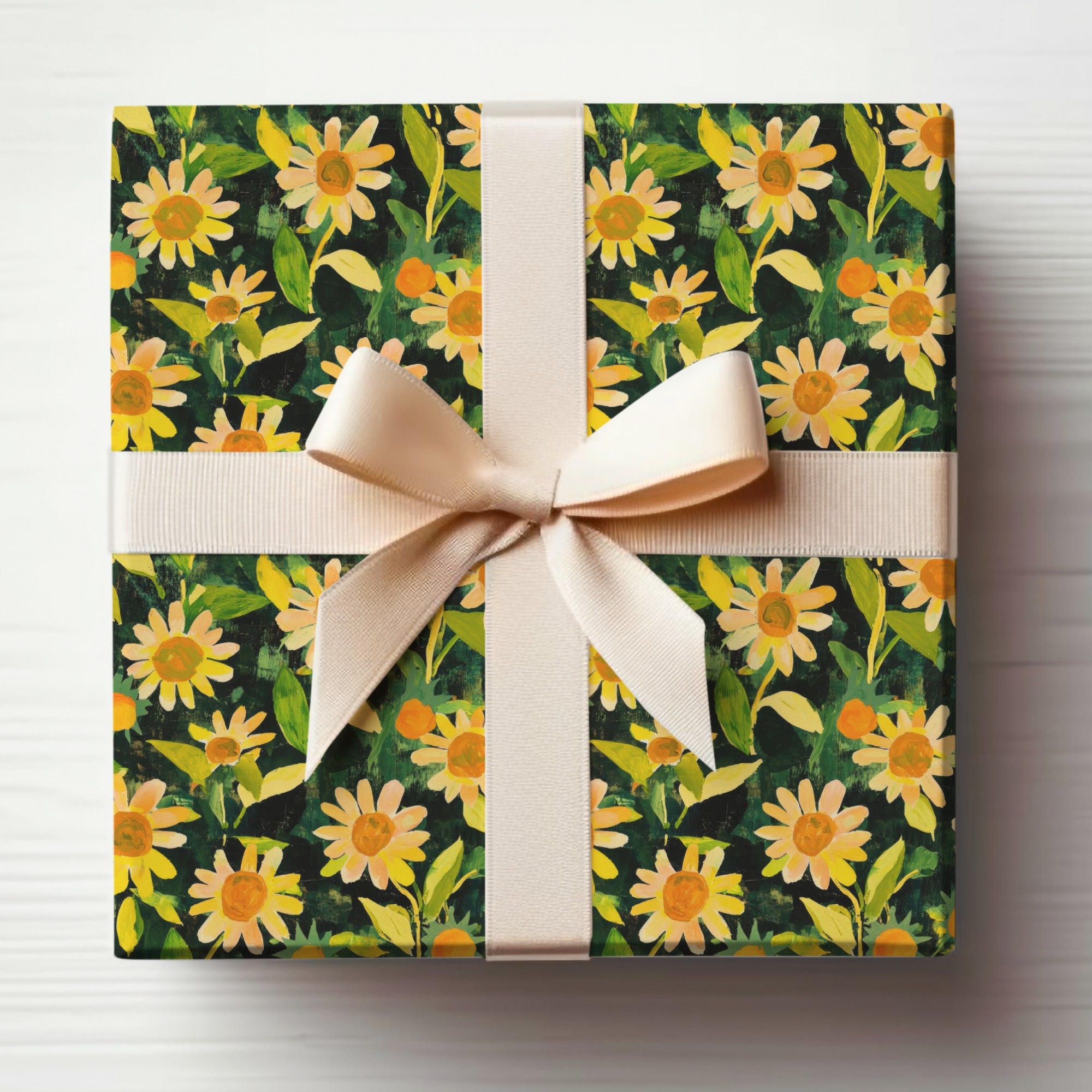 Beautiful Floral Gift Box with Yellow Daisies Pattern