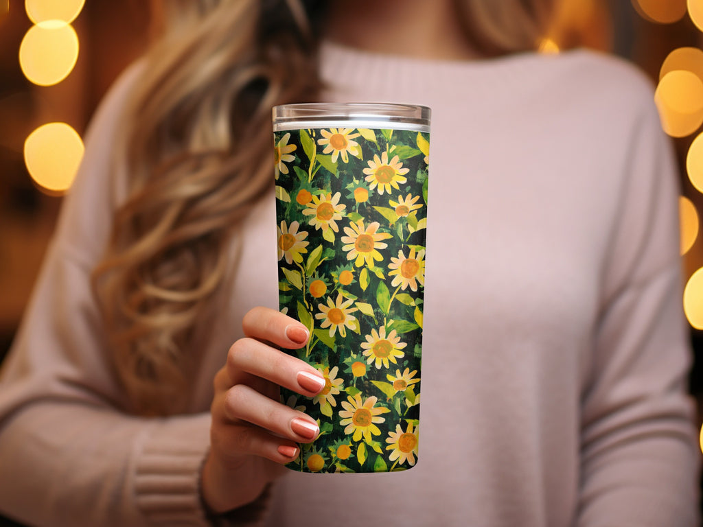 Vibrant Yellow Daisy Pattern Insulated Tumbler Product