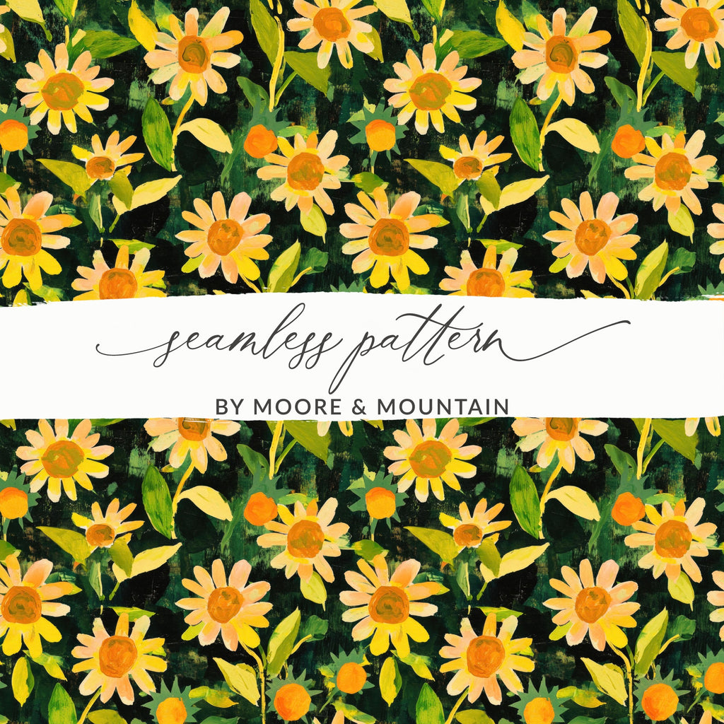 Yellow Sunflower Seamless Pattern by Moore & Mountain