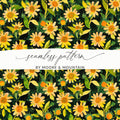 Yellow Sunflower Seamless Pattern by Moore & Mountain