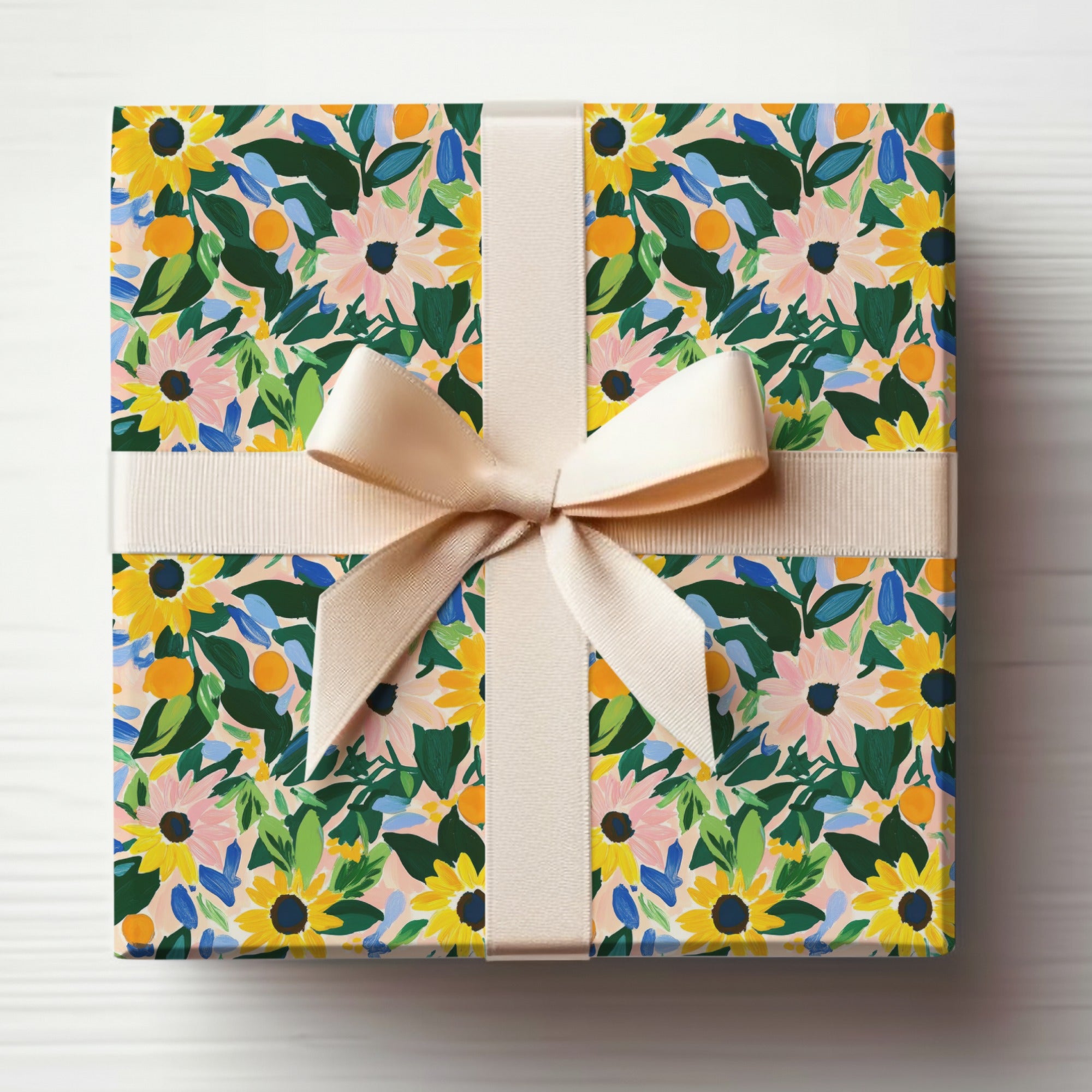 Floral Gift Wrap with Pastel Ribbon for Any Occasion