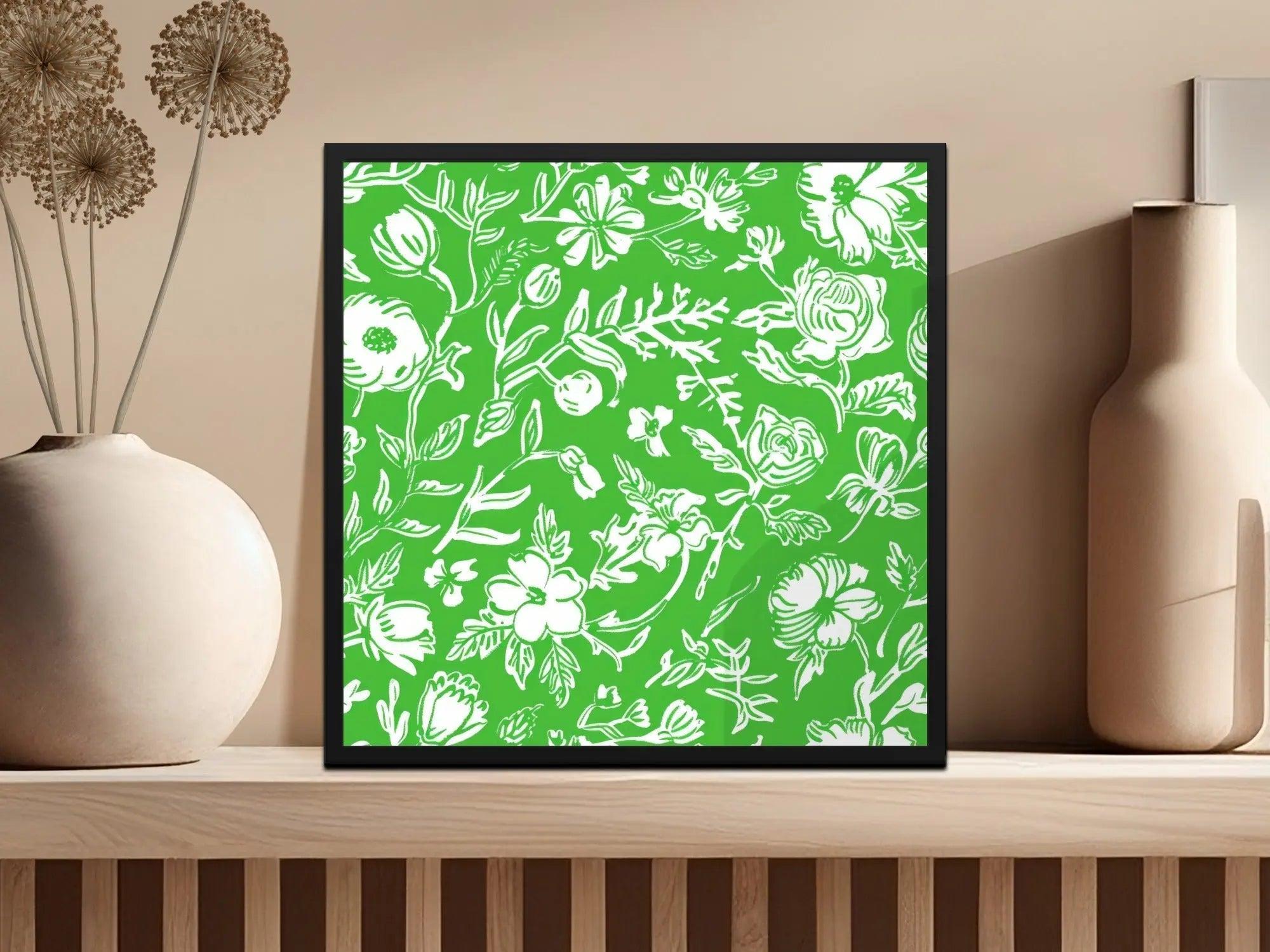 Green Floral Digital Paper, Seamless Flower Pattern, Botanical Print, Scrapbook Paper, Fabric Design, Commercial Use, Digital Download - Moore and Mountain