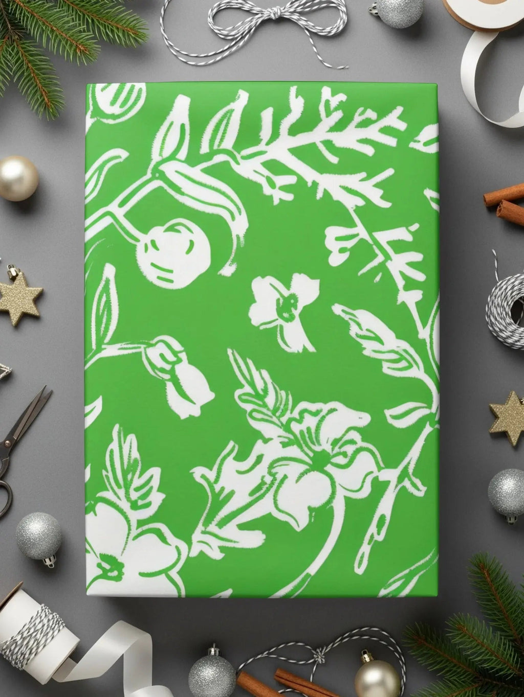 Green Floral Digital Paper, Seamless Flower Pattern, Botanical Print, Scrapbook Paper, Fabric Design, Commercial Use, Digital Download - Moore and Mountain