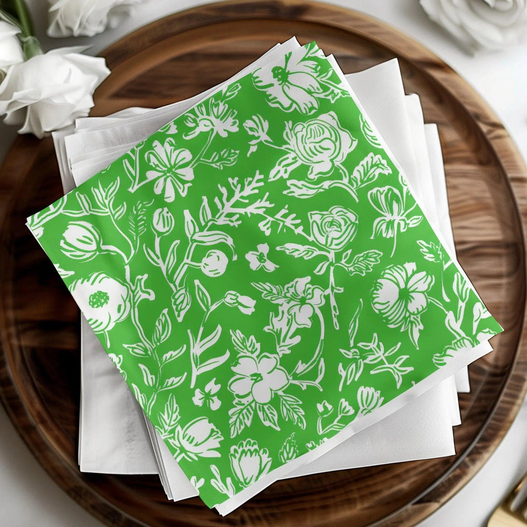 Green Floral Digital Paper, Seamless Flower Pattern, Botanical Print, Scrapbook Paper, Fabric Design, Commercial Use, Digital Download - Moore and Mountain