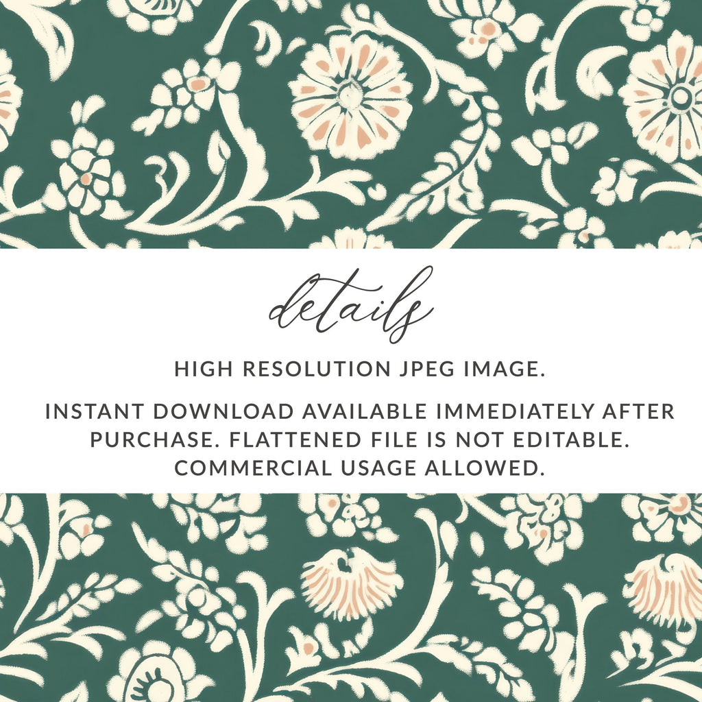 Green Floral Seamless Indian Pattern Design Kalamkari - Moore and Mountain