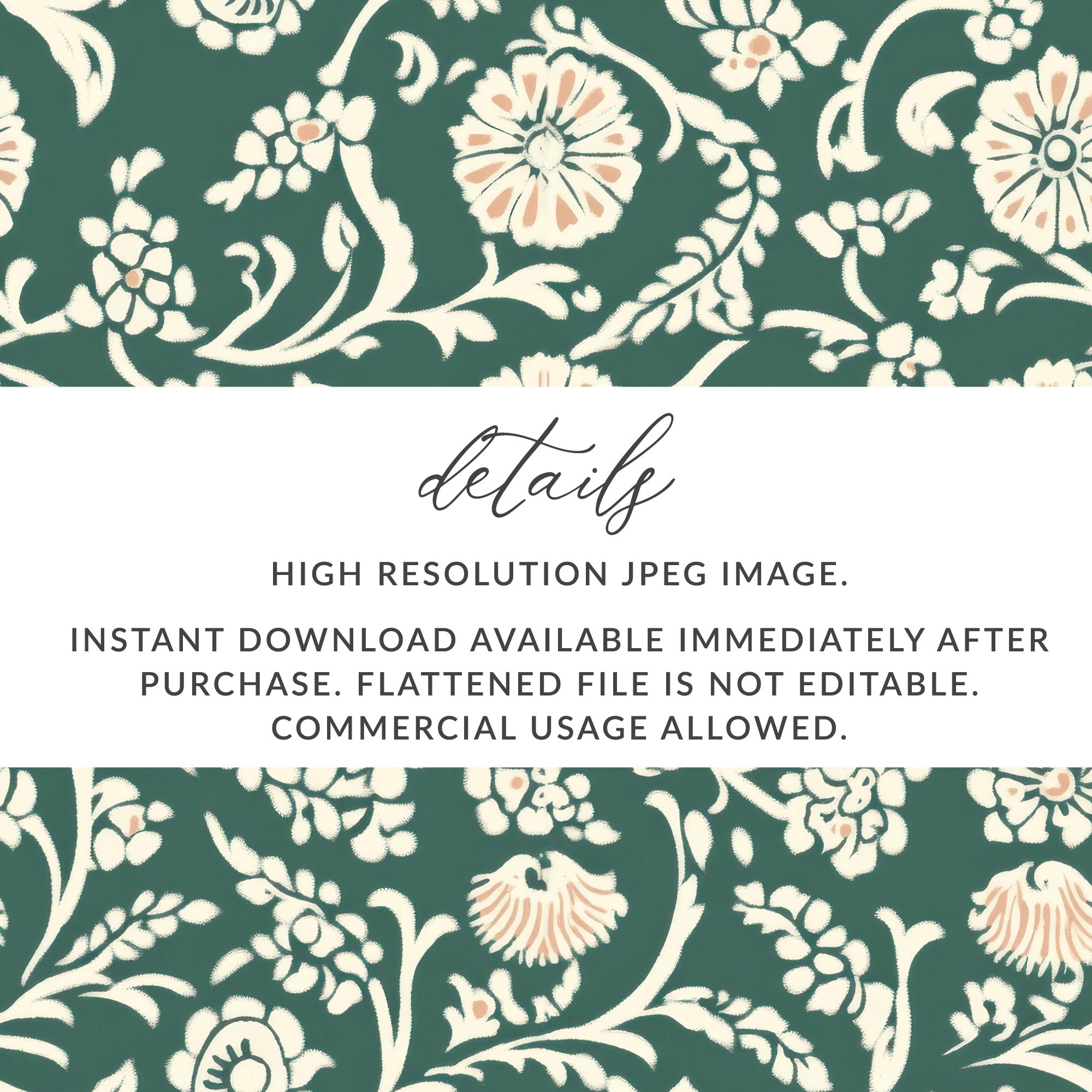 Green Floral Seamless Indian Pattern Design Kalamkari - Moore and Mountain