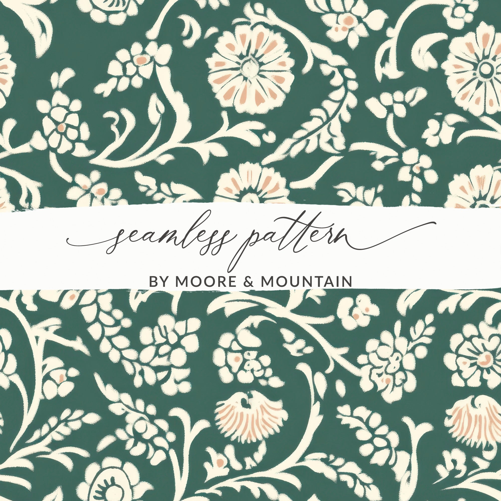 Green Floral Seamless Indian Pattern Design Kalamkari - Moore and Mountain