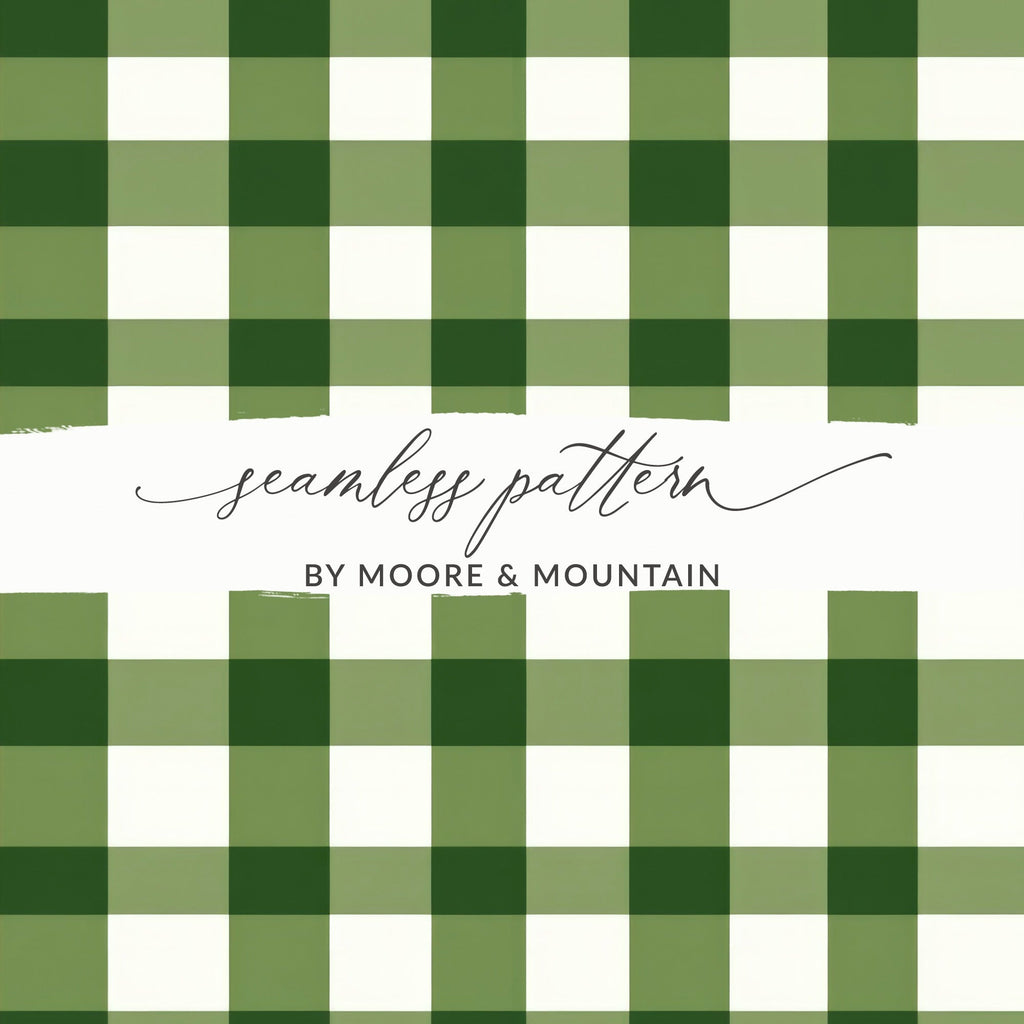 Green Gingham Digital Paper, Plaid Pattern Digital Download, Fabric Texture Seamless Pattern, Buffalo Check Scrapbook Paper, Tartan Digital - Moore and Mountain