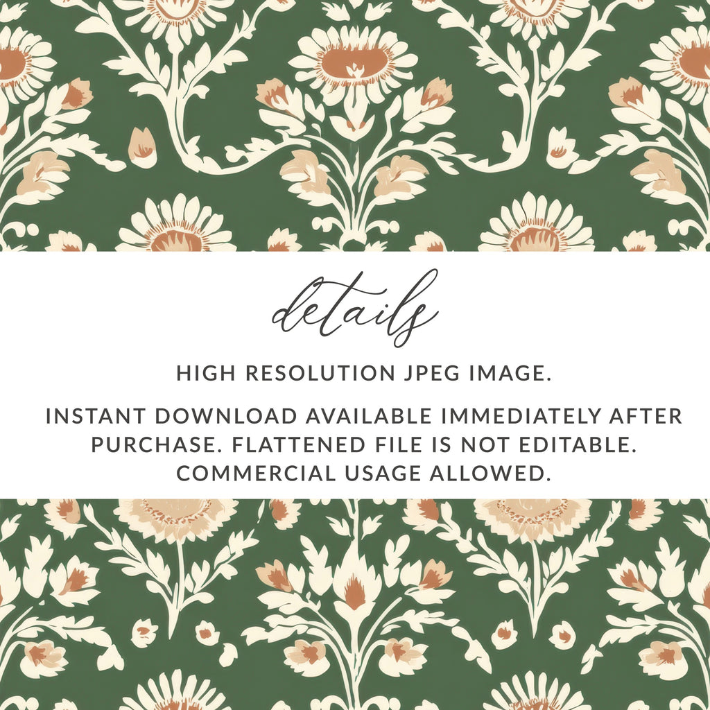 Green Seamless Indian Pattern With Indian Motif Chintz Florals - Moore and Mountain