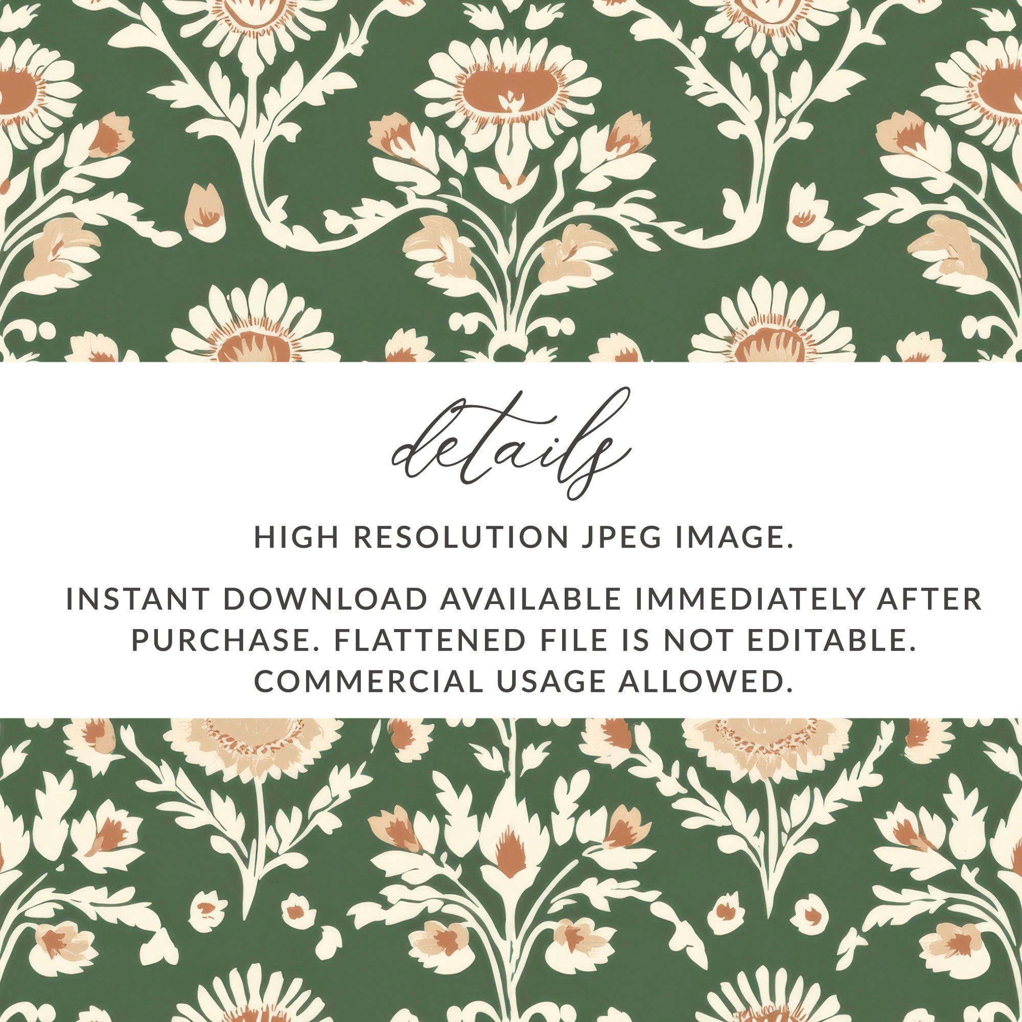 Green Seamless Indian Pattern With Indian Motif Chintz Florals - Moore and Mountain