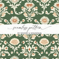 Green Seamless Indian Pattern With Indian Motif Chintz Florals - Moore and Mountain