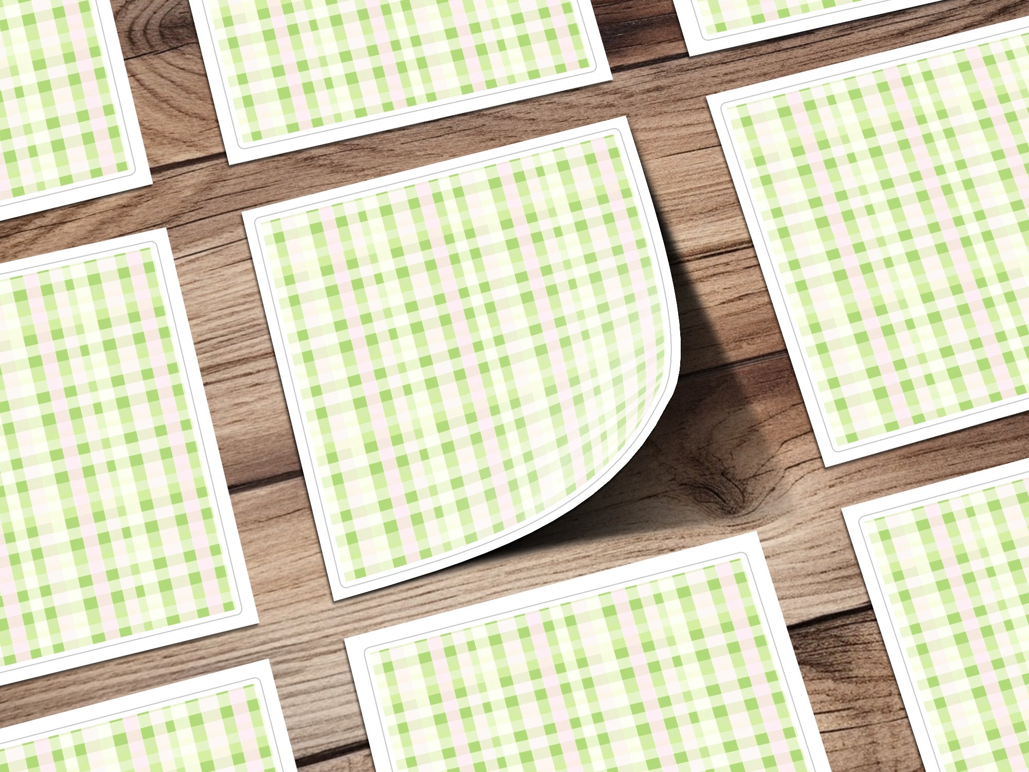 Green and White Checkered Pattern Sticker Sheet