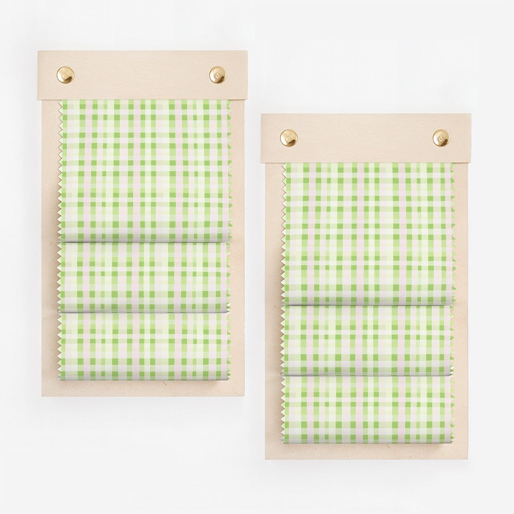 Green and White Checkered Pattern Window Shade
