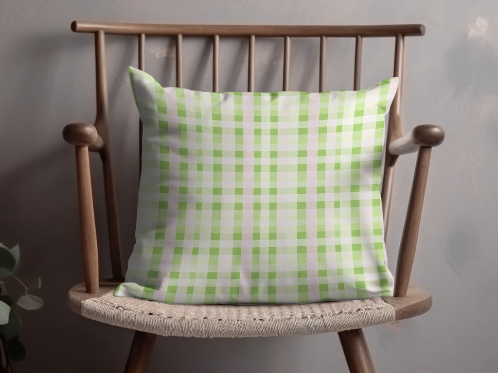 Plaid Green and White Decorative Pillow product