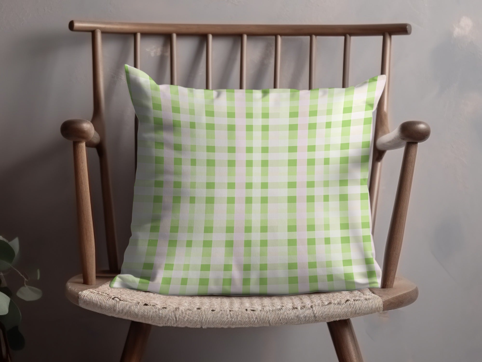 Plaid Green and White Decorative Pillow product
