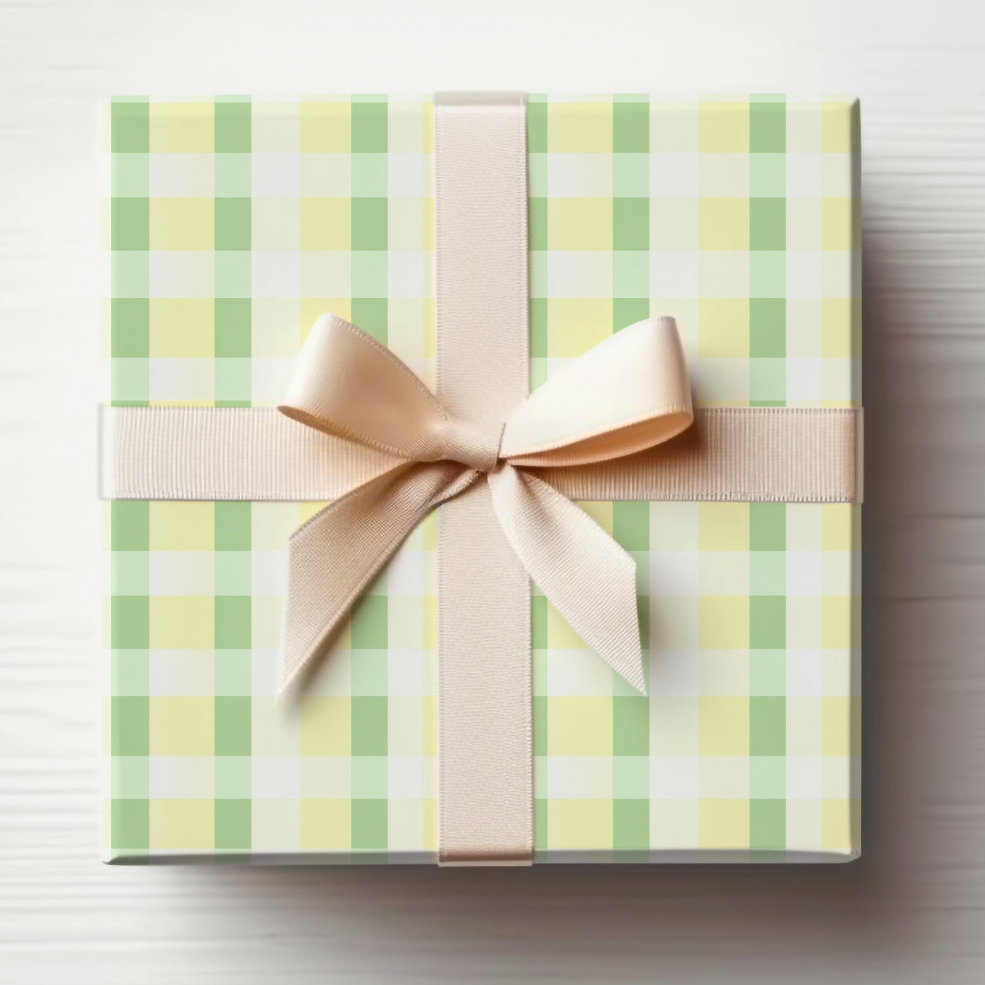 Checked Pattern Gift Box with Bow Decorative Package