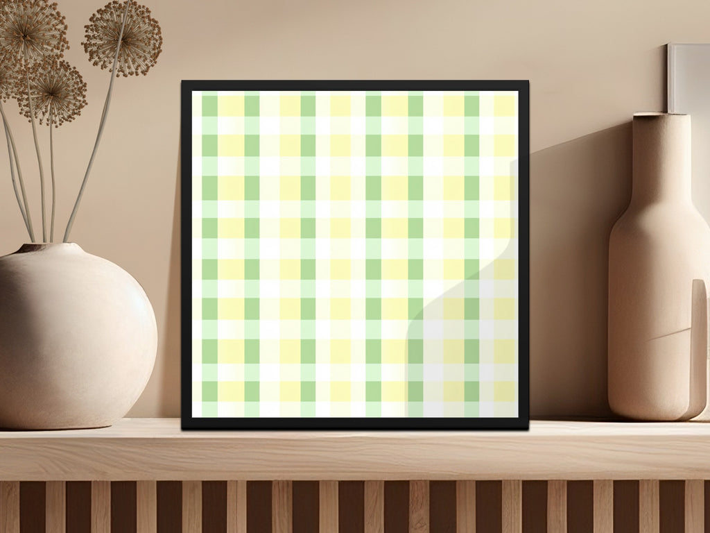 Yellow and Green Checkered Pattern Wall Art Decor