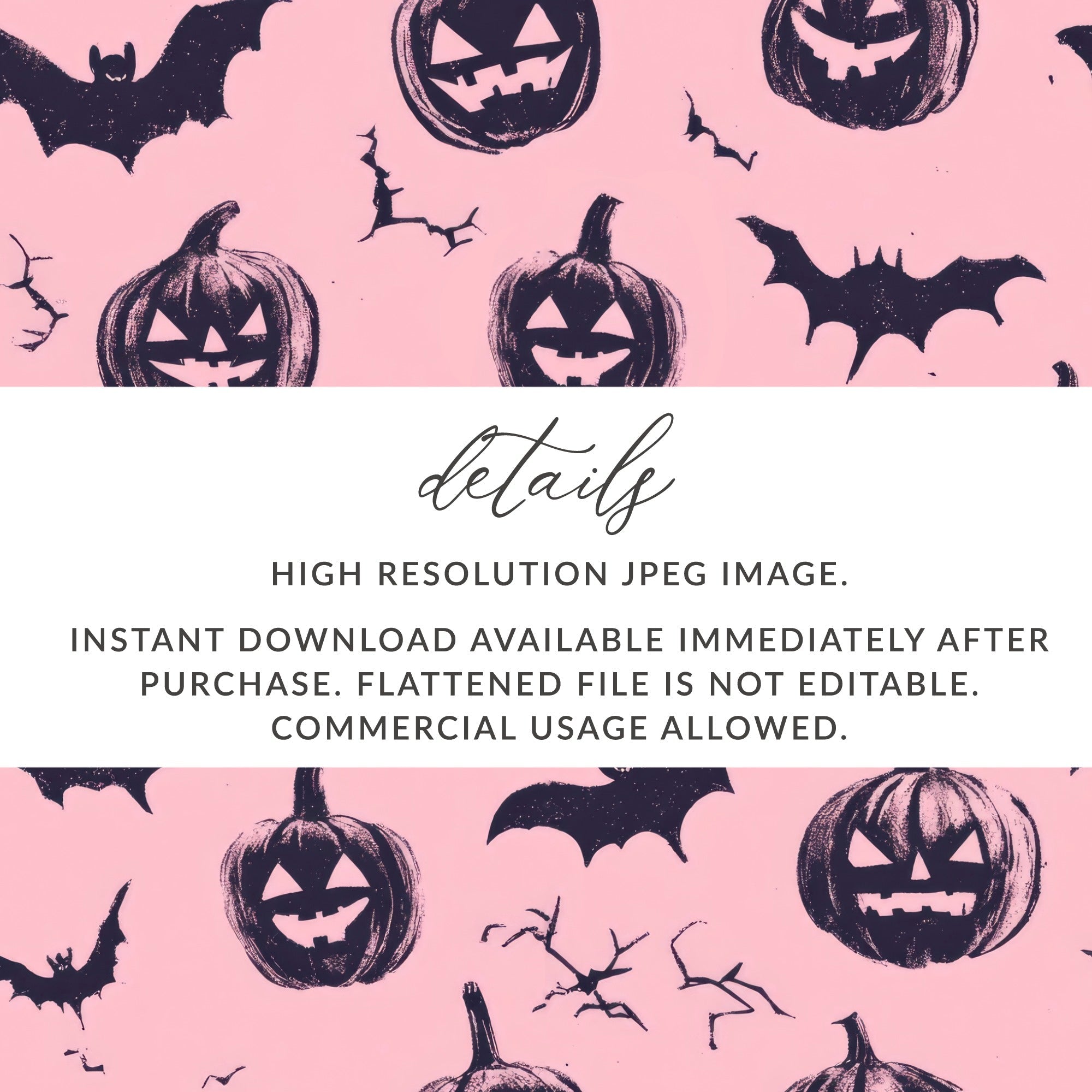 Halloween Digital Paper, Pumpkin Bat Seamless Pattern, Spooky Season Digital Download, October Digital Print, Digital Paper Pack - Moore and Mountain