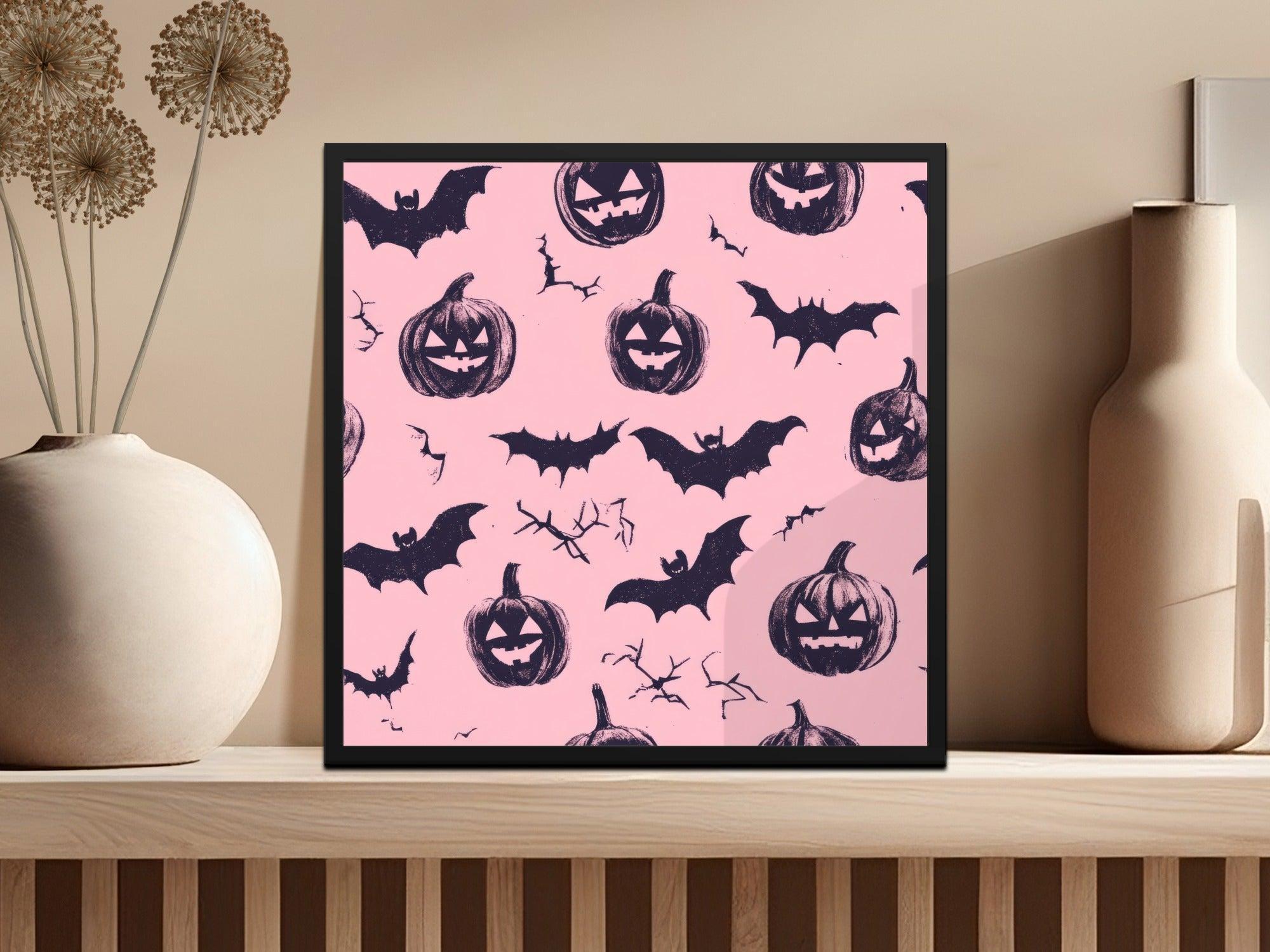 Halloween Digital Paper, Pumpkin Bat Seamless Pattern, Spooky Season Digital Download, October Digital Print, Digital Paper Pack - Moore and Mountain
