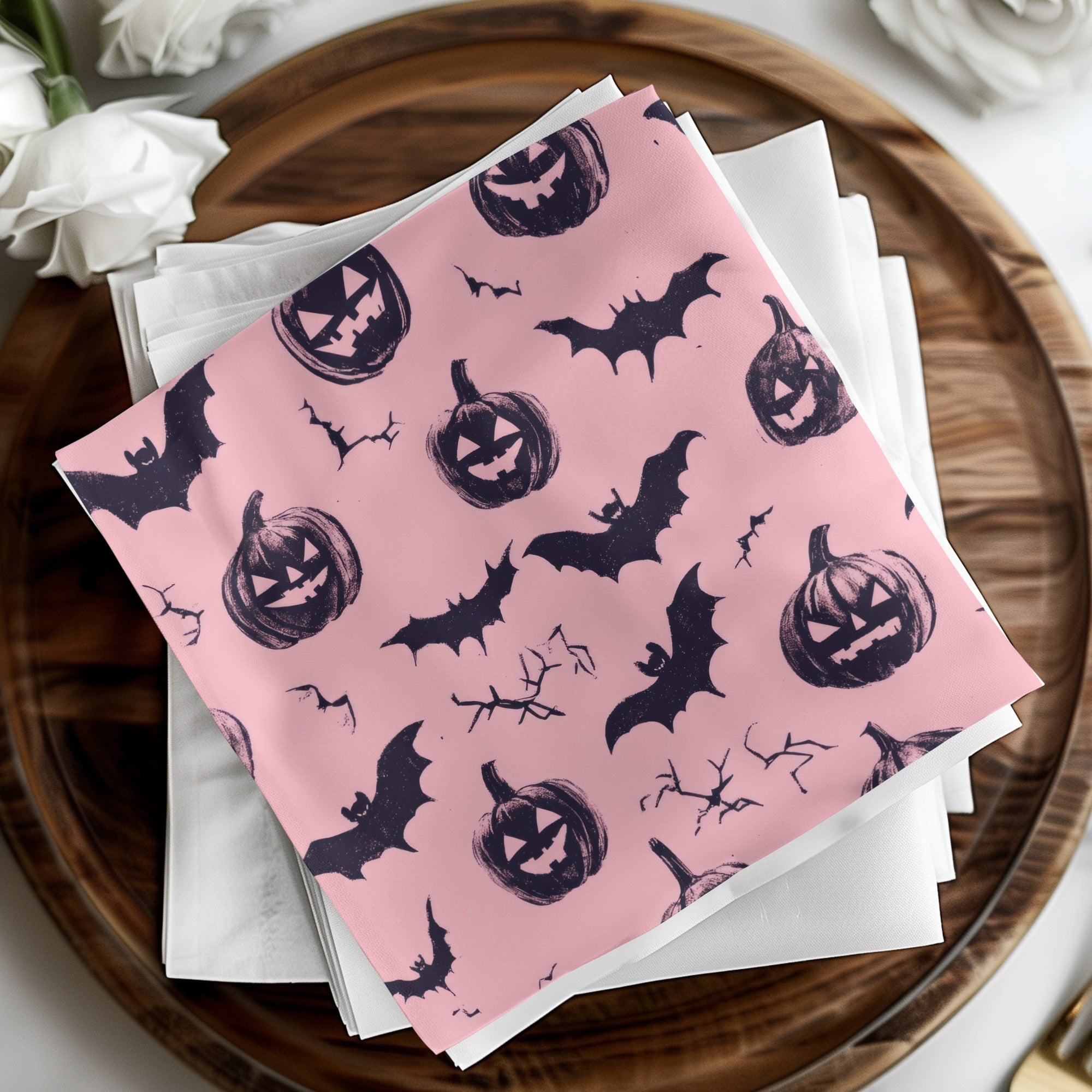 Halloween Digital Paper, Pumpkin Bat Seamless Pattern, Spooky Season Digital Download, October Digital Print, Digital Paper Pack - Moore and Mountain