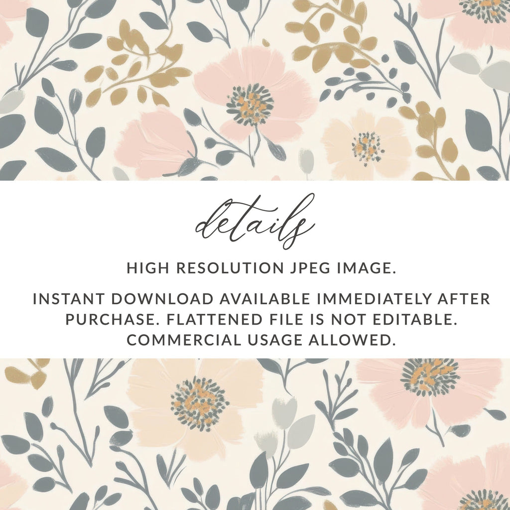 Pink Floral Digital Paper, Seamless Flower Pattern, Botanical Design, Fabric Print, Scrapbooking Paper, Digital Download, Commercial Use - Moore and Mountain