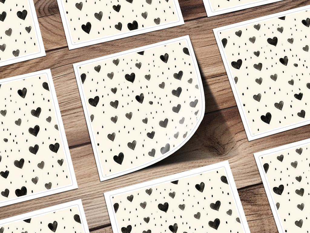 Hand Drawn Hearts Pattern with Small Lines Digital - Moore and Mountain