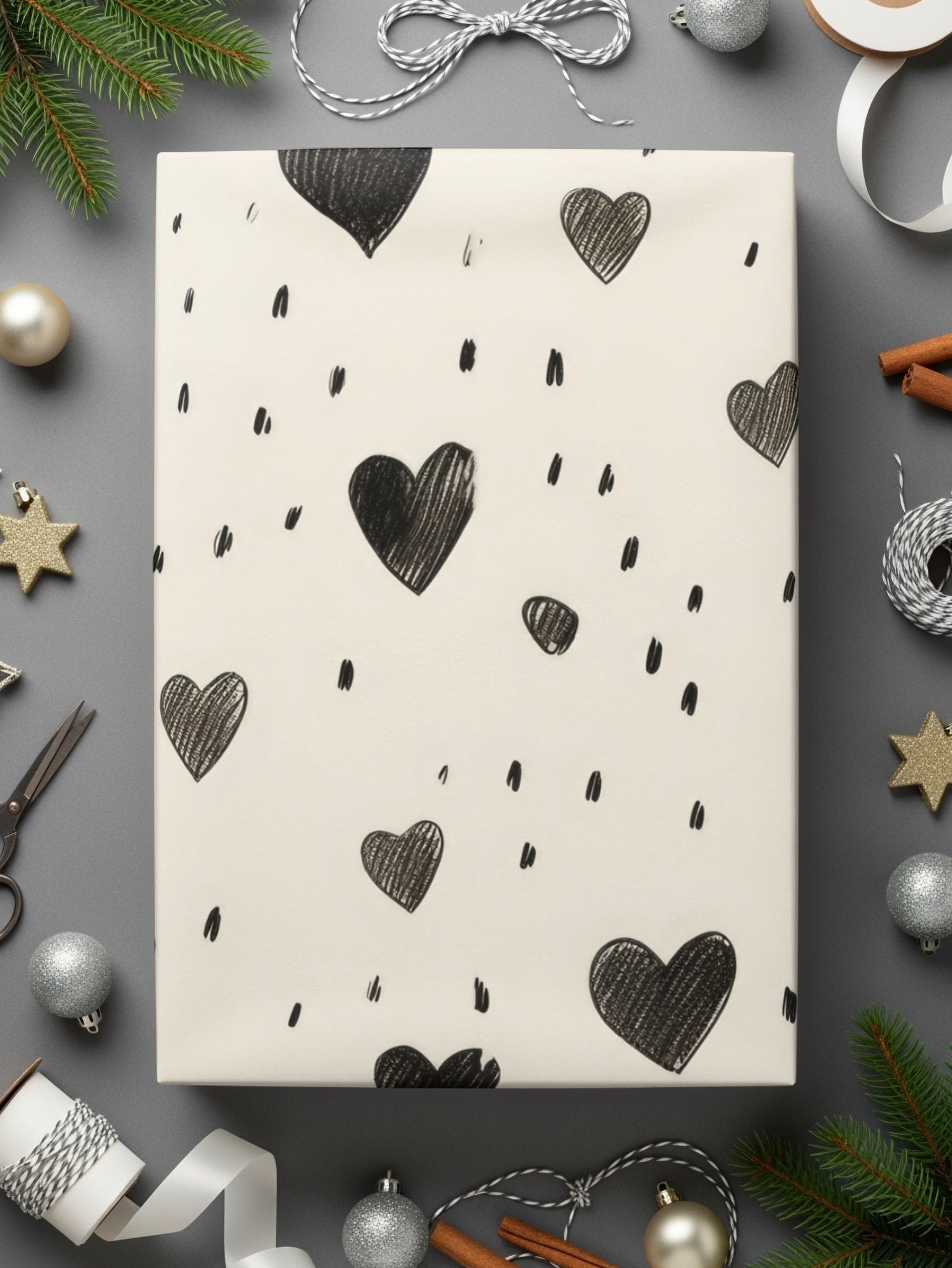 Hand Drawn Hearts Pattern with Small Lines Digital - Moore and Mountain