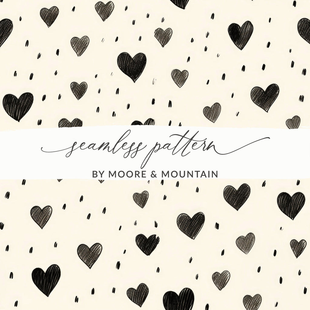 Hand Drawn Hearts Pattern with Small Lines Digital - Moore and Mountain