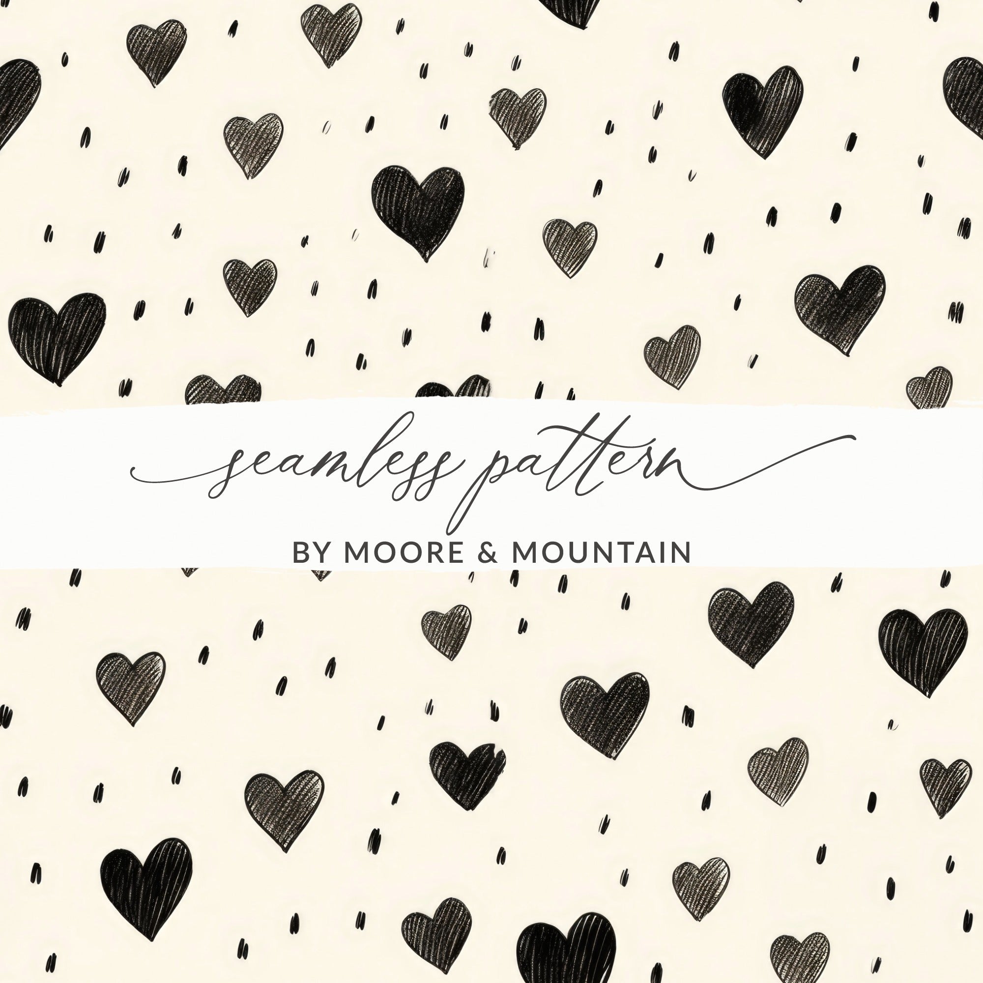 Hand Drawn Hearts Pattern with Small Lines Digital - Moore and Mountain