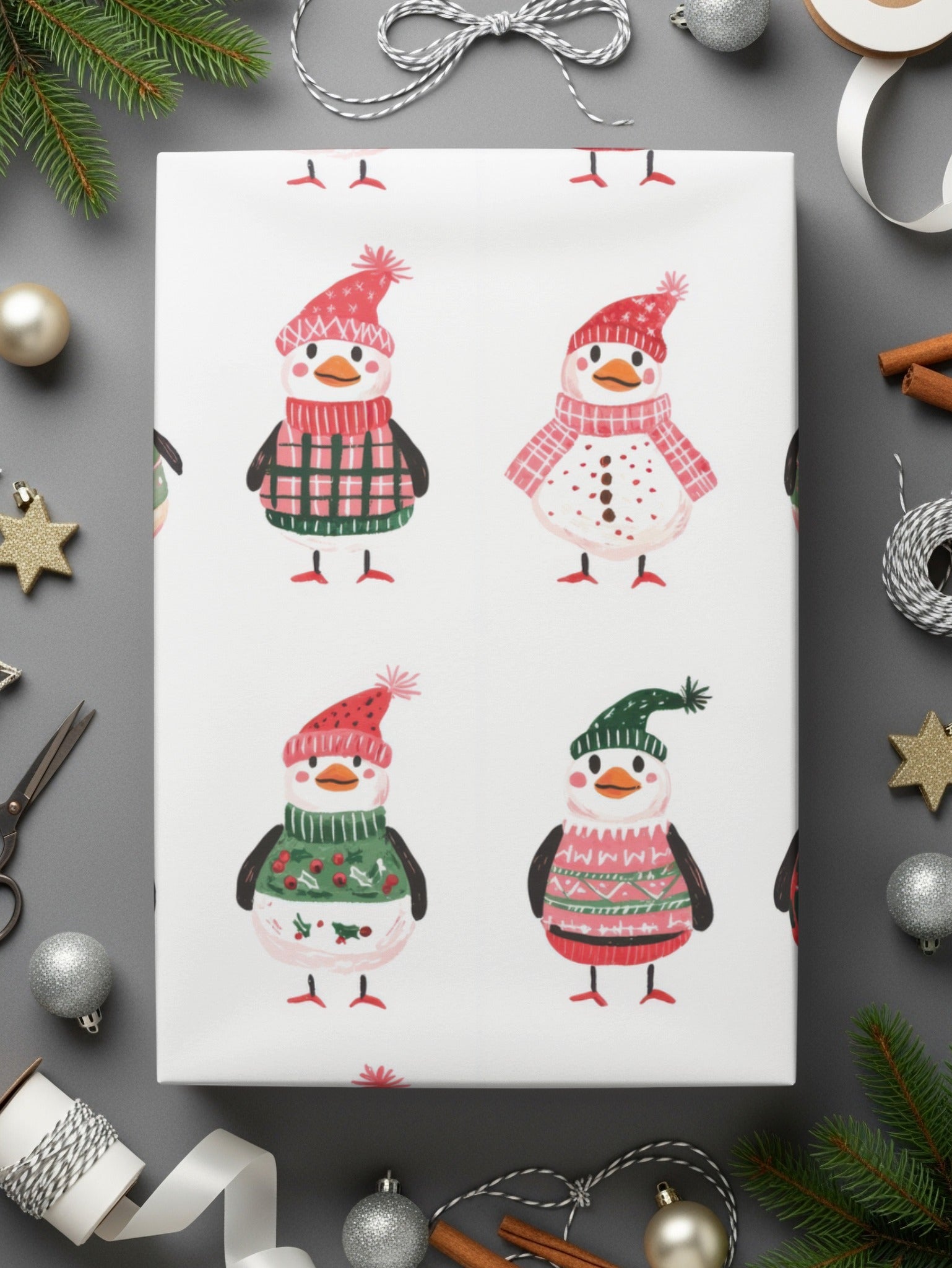 Hand Drawn Penguin Collection with Winter Accessories Digital - Moore and Mountain