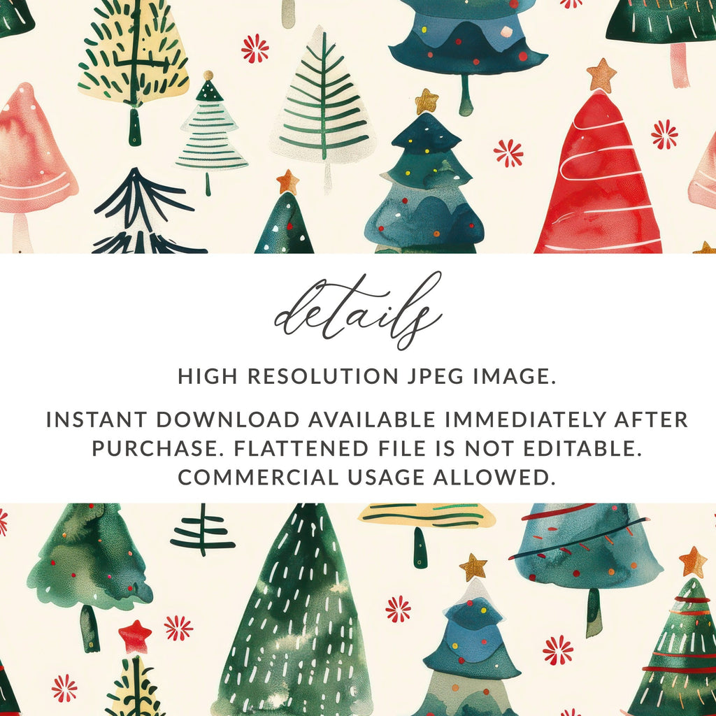 Hand Painted Christmas Trees Pattern Celebration Digital - Moore and Mountain